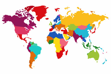 World map color vector modern map