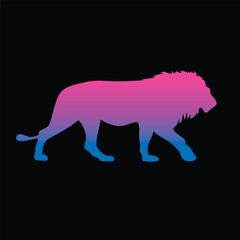 The silhouette of a lion. Original vector illustration in vintage style.