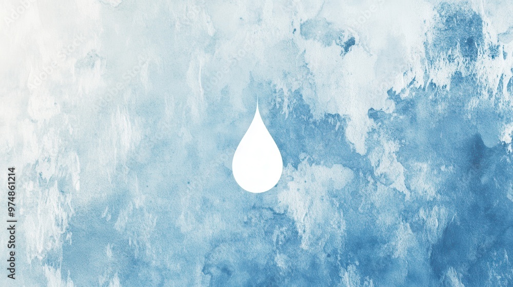 Poster a serene design showcases a single water droplet symbolizing hydration and refreshing qualities agai