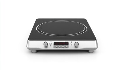 Fototapeta premium A portable induction cooktop, isolate on white background