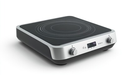 Fototapeta premium A portable induction cooktop, isolate on white background