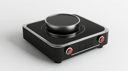 Fototapeta premium A portable induction cooktop, isolate on white background