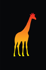 The silhouette of a giraffe. Original vector illustration in vintage style.