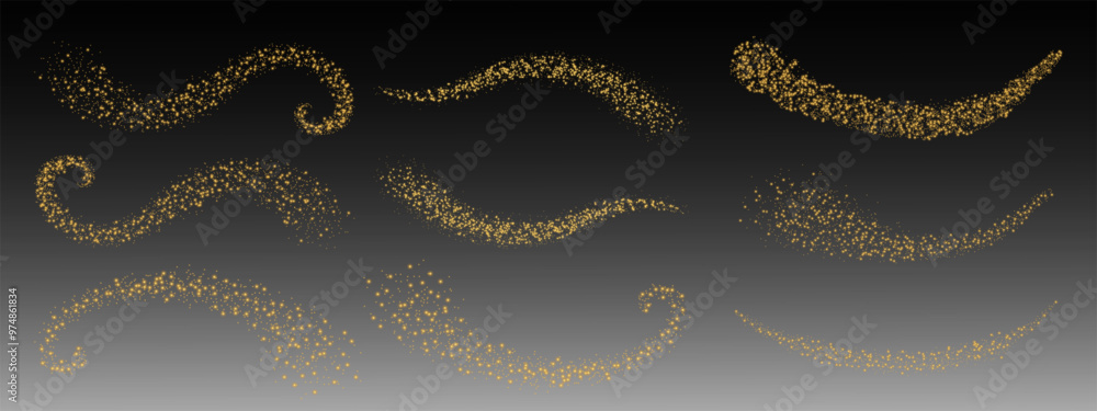Poster glittering vector dust on a transparent background. golden sparkling lights. christmas holiday glow 