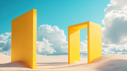 Yellow Gates in Desert.