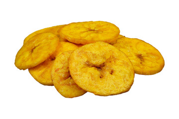 heap pile banana chips isolated transparent