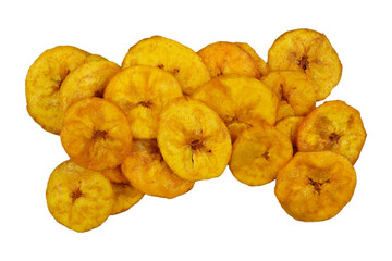 heap pile banana chips isolated transparent