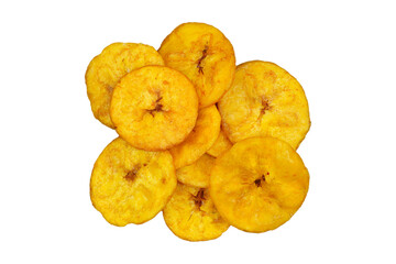 heap pile banana chips isolated transparent