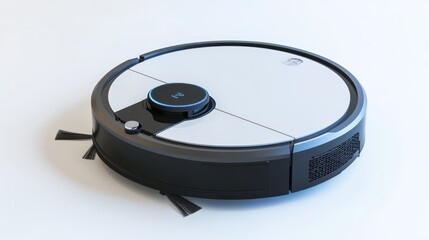 A smart vacuum robot with a docking station, isolate on white background