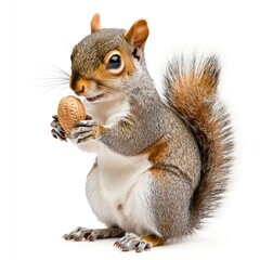 A squirrel holding a nut, isolate on white background