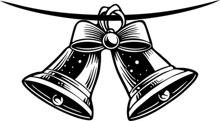 christmas bells with ribbon silhouette