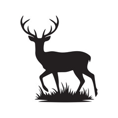 deer silhouettes Illustration logo design template black and white