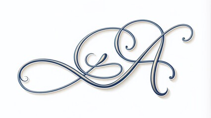 Elegant, swirly script letter "a" in cursive font, outlined with bold lines, set against a clean white background,