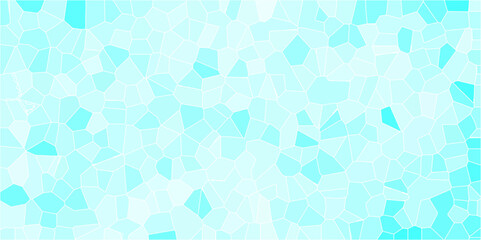 light blue Broken quartz stained Glass Background with White lines. Voronoi diagram background. Seamless pattern with 3d shapes vector Vintage background. Geometric Retro tiles pattern