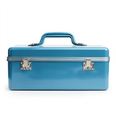 Blue industrial toolbox isolated on white background