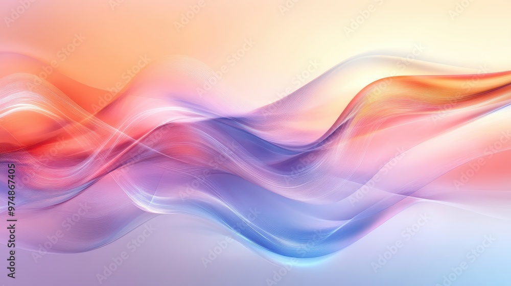 Aufkleber tranquil wave pattern on abstract transparent background - soft colors and creative design concept