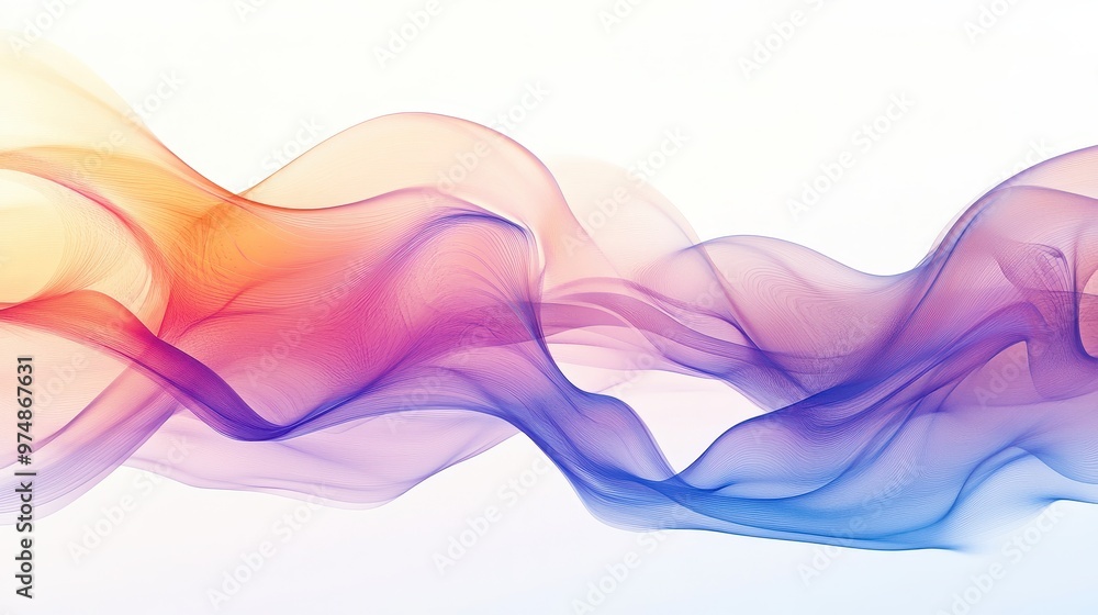 Aufkleber serene fluid wave pattern on transparent abstract background with multicolored layers - conceptual a