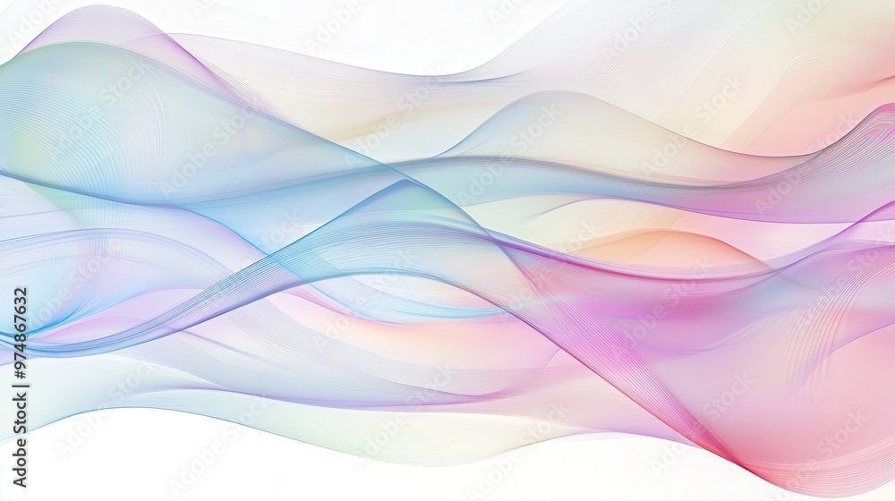 Aufkleber serene fluid wave pattern on transparent abstract background with multicolored layers - conceptual a