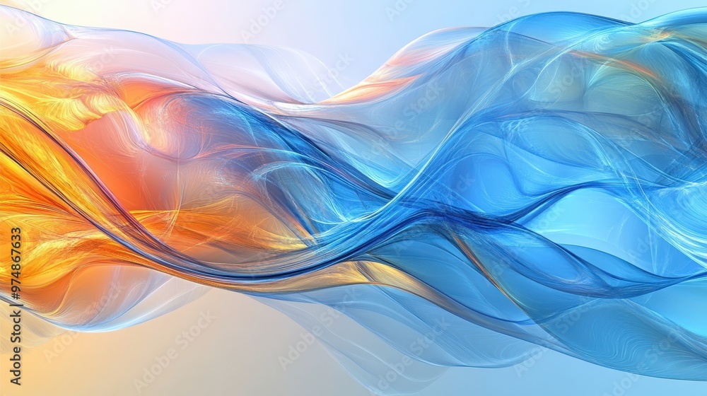 Aufkleber serene fluid wave pattern on transparent abstract background with layers of color and creative conce