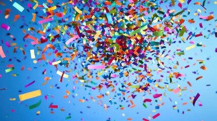 Fototapeta premium A burst of colorful birthday confetti exploding in the air