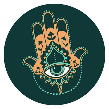iconic tattoo style image of a hamza