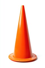 Fototapeta premium Bright orange traffic cone isolated on white background