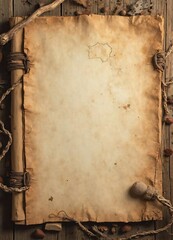 an old parchment on an old wooden table