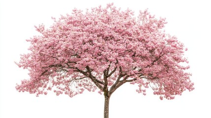 Obraz premium Cherry blossom tree isolate on white background, pink flowers,