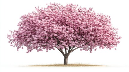 Naklejka premium Cherry blossom tree isolate on white background, pink flowers,