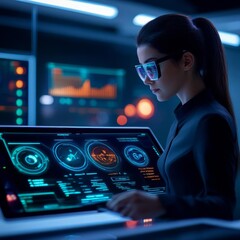 AI-powered market intelligence, holographic trends, advanced tech display