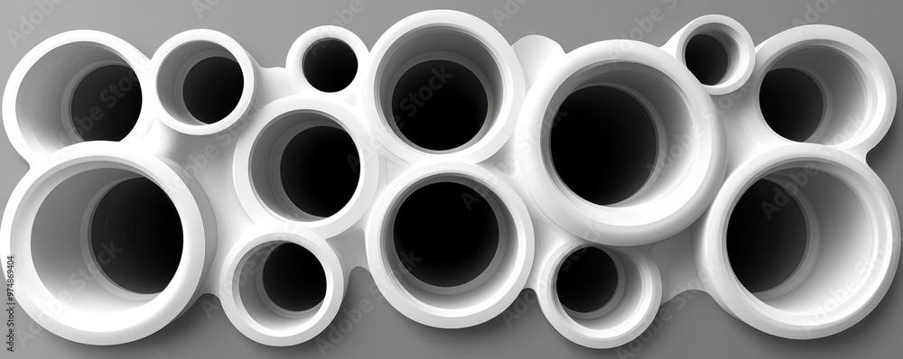 Aufkleber abstract design featuring circular forms in black and white, creating a modern and artistic wall dec