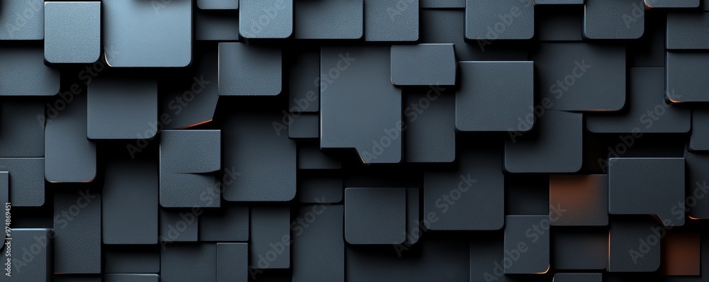 Aufkleber Abstract geometric pattern featuring layered rectangles in shades of black, creating a modern and stylish background.