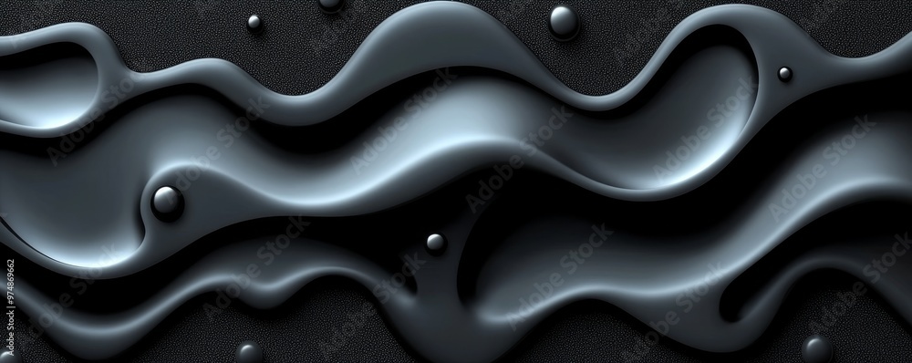 Poster an abstract wave pattern in black, creating a fluid and modern aesthetic suitable for design and wal