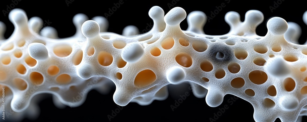 Poster close-up of intricate coral structure with unique shapes and textures. ideal for marine life and nat