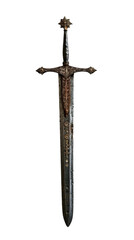 A sword, one of the types of melee weapons, transparent background.