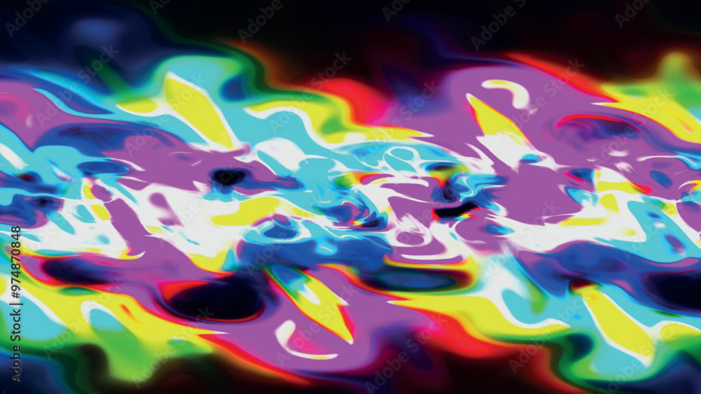 Poster abstract particles background. vivid color fluid particles. motion design background shining neon pa