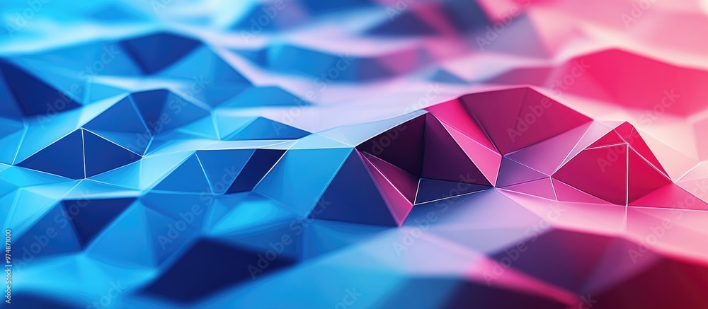 Poster 3d rendered abstract geometric backdrop featuring modern gradient hues in a low poly design showcasi
