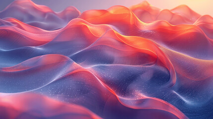 Fototapeta premium Abstract waves of fabric in vibrant colors creating a dynamic visual effect during early morning light