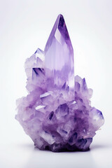 Amethyst Crystal Cluster: A mesmerizing amethyst crystal cluster gleams with vibrant purple hues, showcasing its intricate formations and ethereal beauty. The cluster's sharp edges and smooth surfaces