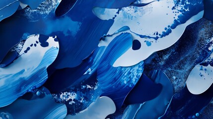 Blue branding with abstract patterns, artistic touch,