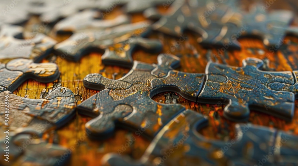 Poster a single puzzle piece on a flat surface, ideal for use in designs about problem-solving or creativit