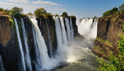 Majestic Waterfalls of Victoria Falls, Where Africa's Zambezi River Roars