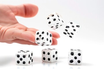 A person throws dices from their hand