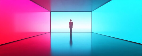 Holographic ad concept presentation, digital creative studio, sleek look