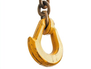 Obraz premium Heavy-duty construction crane hook isolated on white background