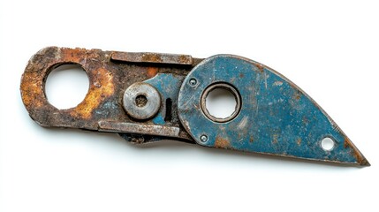 Heavy-duty steel cutter isolated on white background, detailed textures