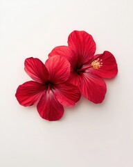 Hibiscus flower isolate on white background, tropical red petals,