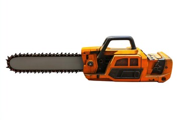 Industrial-grade chainsaw isolated on white background