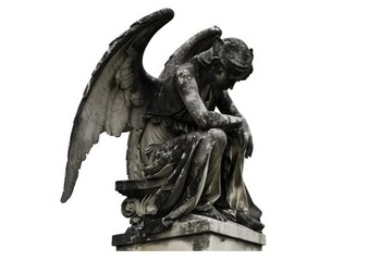 Fototapeta premium A statue of an angel sits atop a building, offering a sense of peace and calm