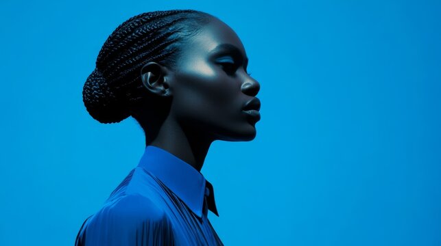 Blue fashion with minimalistic design, clean and sleek,